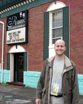 Evan outside the Great Lakes Film Fest